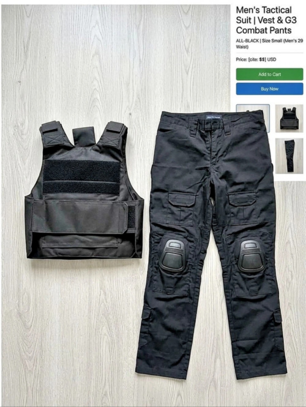 Men's SMALL Real Tactical Combat Set